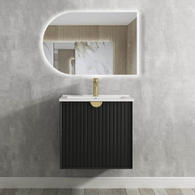 Marlo 600mm Matte Black Wall Hung Single Vanity with Ceramic Countertop